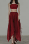 Marc Le Bihan 2590 Collection of Triple Tulle Silk Skirts Handmade in France MLB-2590-HONG Red